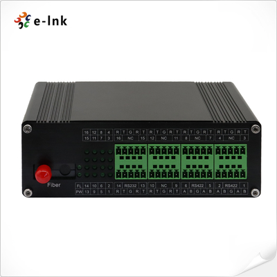 Industrial Serial To Fiber Optic Media Converter 4 Channel RS422 FC Port