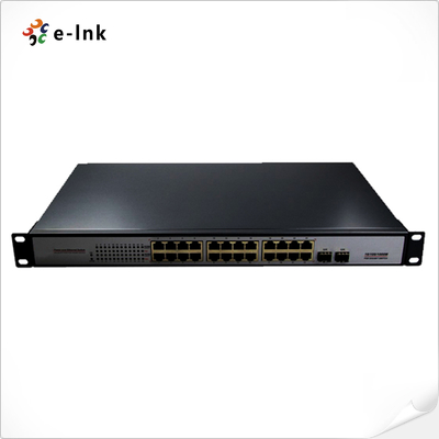 10/100/1000Mbps PoE-PSE Fiber to Copper Ethernet Switch: 2 SFP + 24 PoE