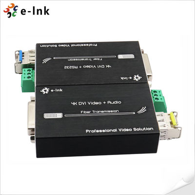 Mini 4K DVI Fiber Extender Uncompressed Signal 80km Range RS232 Control