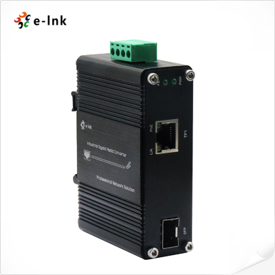 Micro Industrial Media Converter with 100/1000BASE-X SFP to 10/100/1000BASE-T 30W PoE+