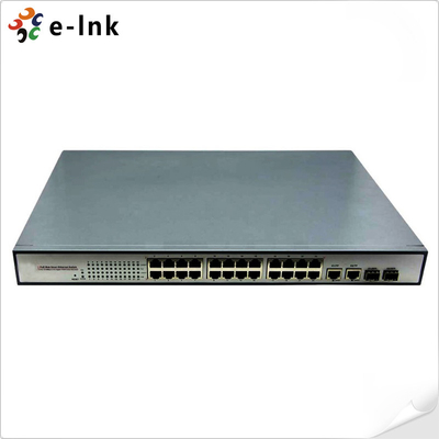 10/100/1000Mbps PoE-PSE Fiber to Copper Ethernet Switch: 4 SFP + 24 PoE