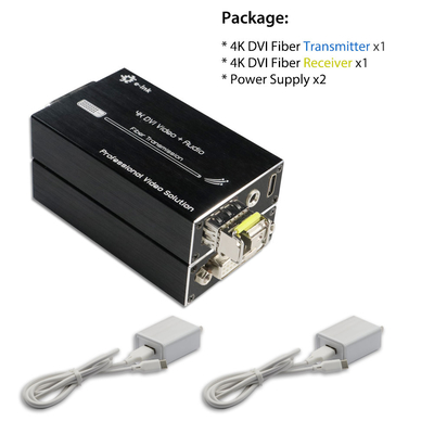 Micro 4K DVI Anti-interference Fiber Optic Extender with Stereo Audio