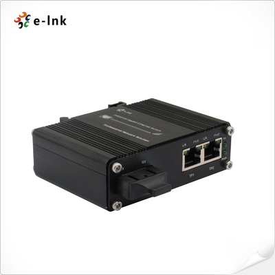 Industrial 1-Port 100Base-FX to 2-Port 10/100Base-T 60W PoE++ Media Converter -40~75°C
