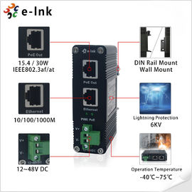 12~48V DC Power Over Ethernet Injector Industrial 1.25G 2.5G 5G 10G PoE RJ45 Connector
