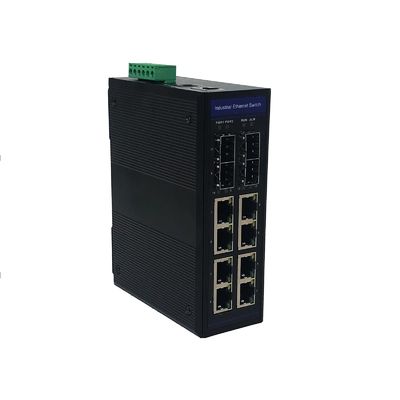 DIN Rail Wall Mount Industrial Ethernet POE Switch 8 Port 10 /100 / 1000T with 4 SFP Ports Metal Case