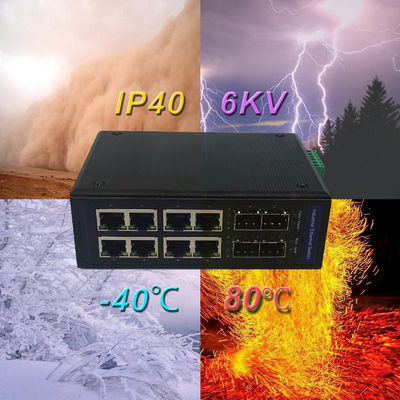 DIN Rail Wall Mount Industrial Ethernet POE Switch 8 Port 10 /100 / 1000T with 4 SFP Ports Metal Case
