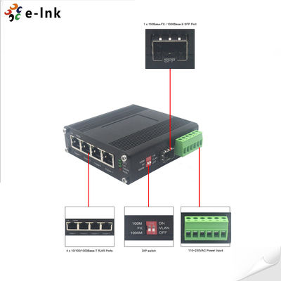 4x10/100/1000M RJ45 Ports Industrial Ethernet Media Converter