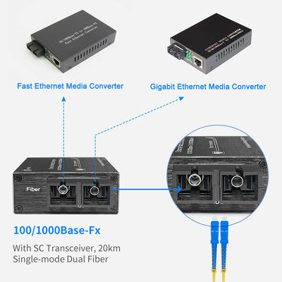 100/1000Base-Fx  20km Fiber Ethernet Media Converter WDM Single Fiber