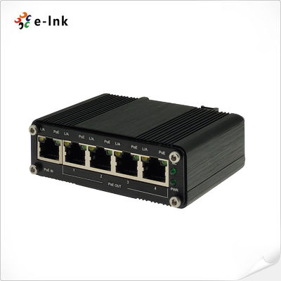 Ekstender PoE+ 1-Port Industrial ke 4-Port Gigabit PoE 400m Cascade