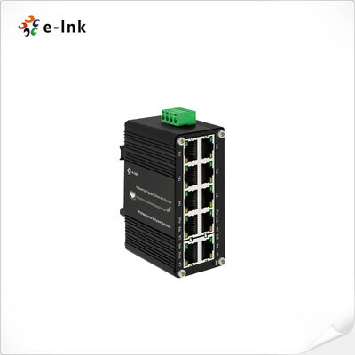 Sakelar PoE Gigabit 10 Port Industrial 8 Port PoE+ 240W Total Budget Tegangan Lebar 12-48VDC Casing Logam IP40 -40℃ hingga 80℃ Suhu Operasi